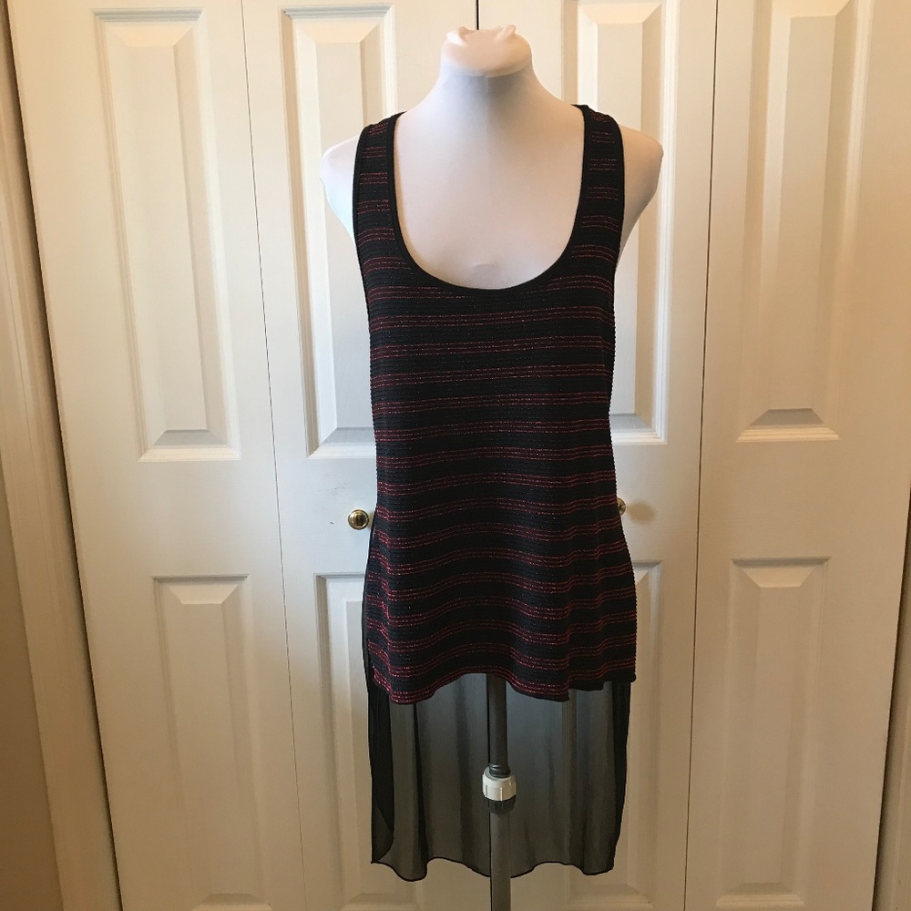 Topia 80's Inspired Extreme Hi Lo Sheer Back Top